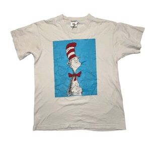 Vintage 90’s Cat In The Hat Dr Suess T-Shirt Single Stitch White Medium Cartoon